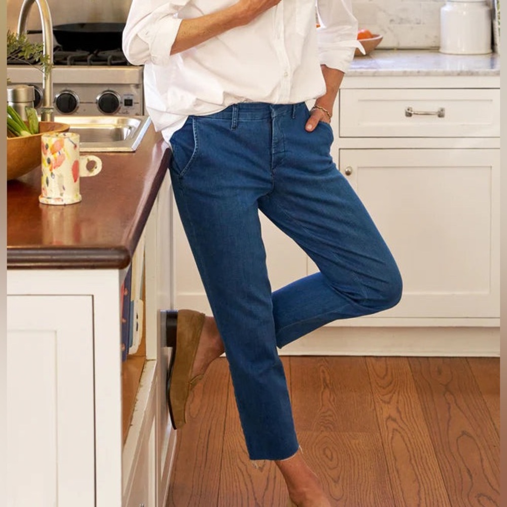 NWOT Frank & Eileen Wicklow Italian Chino Pant Denim Raw Hem size 2
